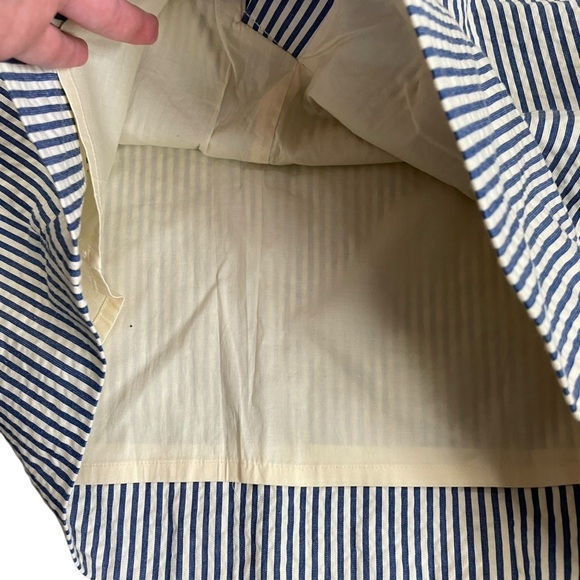 J Crew Seersucker Striped Blue and White Women's Skirt Zip Back 100% Cotton Sz 4 - Picture 4 of 7